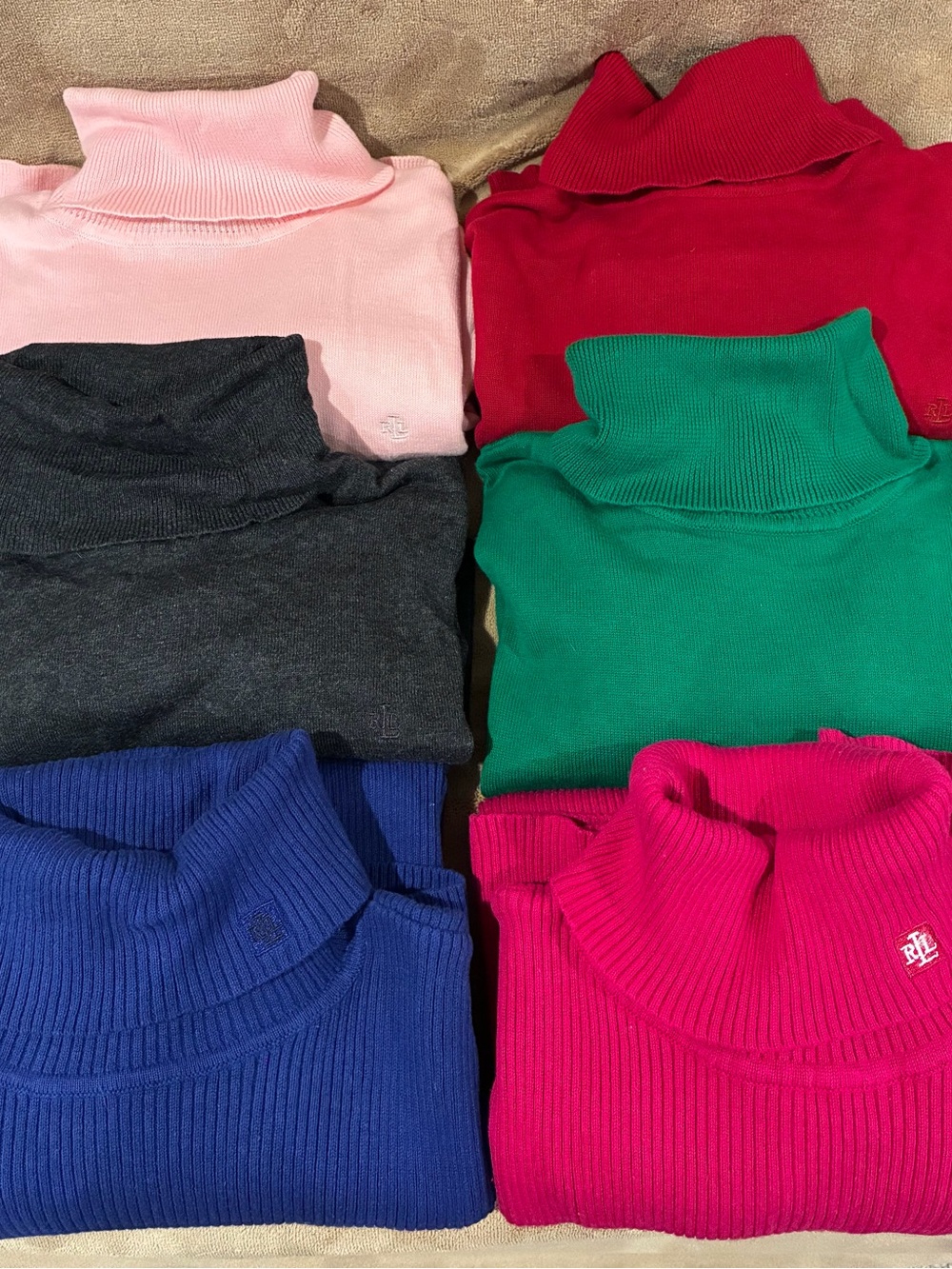 Ralph Lauren Turtleneck Sweater Set Pink, Red, Charcoal, Green, Blue, Fuchsia